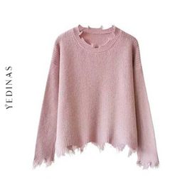 Genayooa Sweaters Dames Casual O Hals Jumper Dames Tassel Onregelmatige Pullover Sweater Gebreide Winter Koreaanse stijl 210527