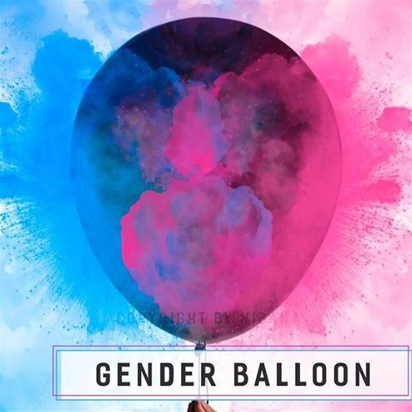 Ballons de révélation du sexe 36 pouces Ballon en latex confettis noirs Garçon ou fille Ballon de fête de révélation du sexe Ballon géant avec rose bleu C268N