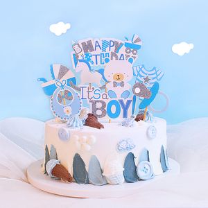 Gender Reveal Cake Topper LTS A Boy Girl Happy Birthday Decor Rabbit Party Baking Dessert Supplies Cupcake Toppers Baby Shower