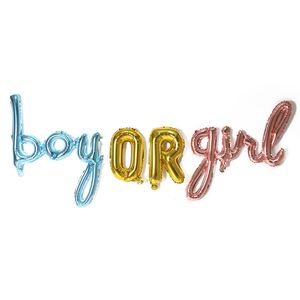 Gender Reveal Party Backdrop Boy of Girl Letter Foil Ballonnen voor Baby Shower Decorations Feestartikelen JK2101XB
