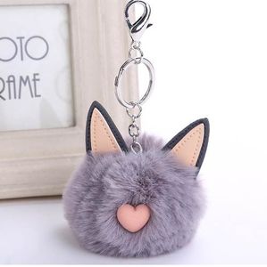 Genenic moelleux lapin fourrure jouets chat oreille porte-clés moelleux pompon porte-clés pour femme sac porte-clés enfant cadeaux