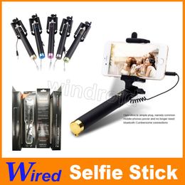 Algemene Selfie Stick Nee Bluetooth 3.5mm Kabel Afstandsbediening Zelfportret Monopod Uitschuifbare Selfie Handheld Mini Luxe Wired Stick 30pcs