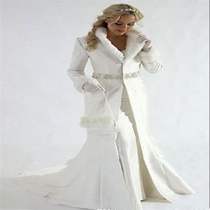 Généreux Manches Longues Manteaux De Mariée Paillettes Perlées Sash tache Formelle Partie Cape longue mariée manteaux Fausse Fourrure Chaud nuptiale Bolero Jacke270u