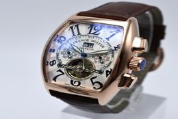 Geneva Luxury Leather Band Tourbillon Mechanical Mear Watch Drop Day Date Date Men Watches Regalos de alta calidad7554483
