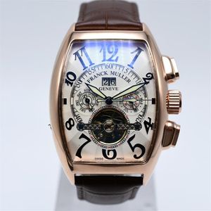 Genève luxe bracelet en cuir tourbillon mécanique hommes montre goutte jour date squelette automatique hommes montres cadeaux FRANCK MULLE2961