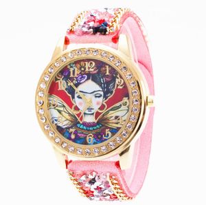 Rhinestones Stone Watches in Genève Velvet Belt Buckle Watch Luxury Diamond Women Alloy Ethnic Quartz Horloges Round Antique Pols5172114