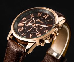 Genève femmes montre meilleure vente mode populaire montres à Quartz décontracté en cuir PU femme fille dame cadran rond montre-bracelet