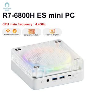 Genmachine R7 6800H ES Mini PC Windows 11 WiFi 6 PC de jeu 8 cœurs 16 fils CPU Support DDR5 4800 MHz Ram ordinateur d'affichage 240104