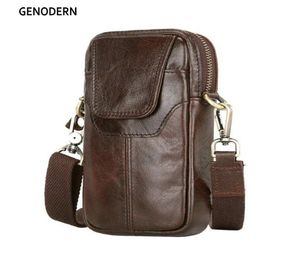Genodern – petit sac à bandoulière en cuir véritable pour hommes, nouveau sac banane de voyage, boucles de ceinture, hanche, sac de taille, pochette pour téléphone portable, 1739701