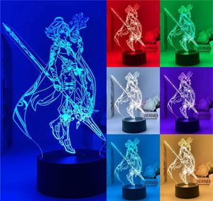 Genshin Impact 3d illusion lampe LED lampe lumineuse nocturne tartaglia xiao venti keqing zhongli anime chambre décor atmosphère gamin cadeau h4342116