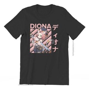 Genshin Impact Action Role-Playing Game Diona Men Camisa Streetwear Anime T-shirt Cool T-shirt Korte mouw Y0901