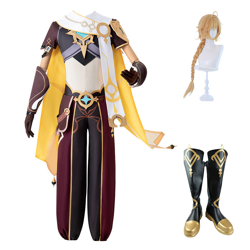 Genshin Impact Aether Cosplay Costume Outfits Dress Halloween Carnival Uniforms Wig Shoes