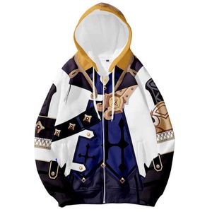 Genshin Impact Albedo 3D Print Kids Hoodies Holiday Passionate Style Men/Dames Jeugdige Kawaii Kleedstijl Zip Sweatshirts Y220713