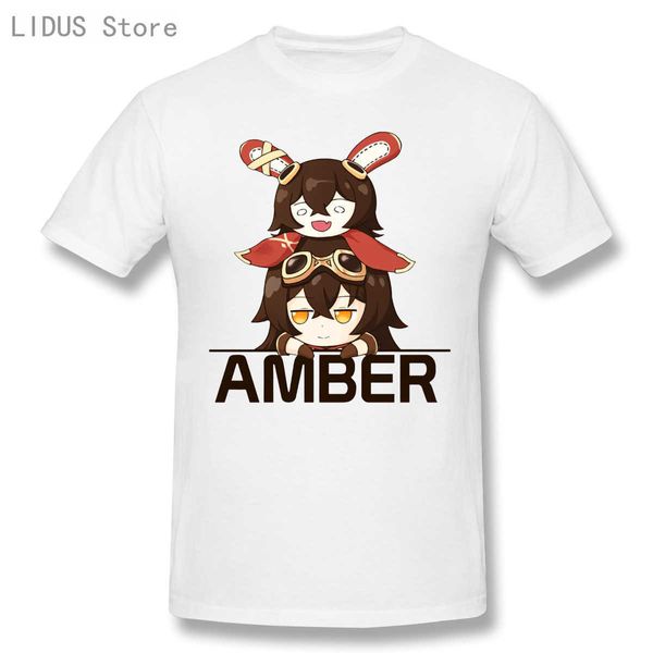 Genshin Impact Amber Chibi chemise vêtements décontractés hommes T-Shirt mode sweat coton vêtements T-Shirts Tee Top Y0901