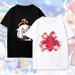 Genshin Impact Anime T-shirt Jeu entourant Keli sculpté personnage clair Cos Impression T-shirt à manches courtes Chemise à col rond pour hommes et femmes