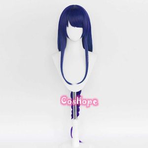 Genshin Impact Baal Cosplay Raiden Shogun Perruque 100 cm Bleu Violet Anime Résistant À La Chaleur Synthétique Cheveux Y0913