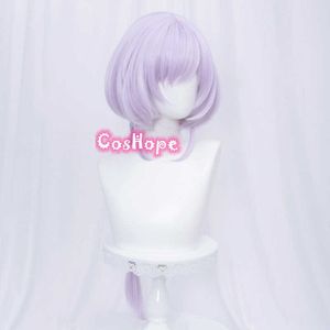 Genshin Impact Cosplay Qiqi Femmes 75 cm de long Light Purple Wig Wigs Synthétique résistant à la chaleur Halloween Y0913