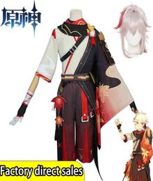 Genshin jogo de impacto anime cosplay traje kaedehara kazuha peruca conjunto completo samurai cospaly anime traje de festa de halloween para aldult a3142640