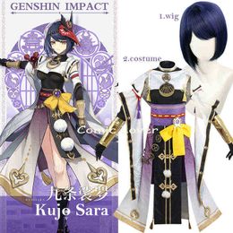 Genshin Impact Game Roleplaying Costume Kujo Sara Cosplay Clothing Crowfeather Kaburaya Tenue de personnage d'anime de haute qualité J220712 J220713