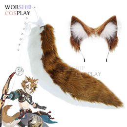 Genshin Impact Gorou Render Cosplay Headwear Plush Ear Tail Set Halloween Come Accesorio Prop Y220516