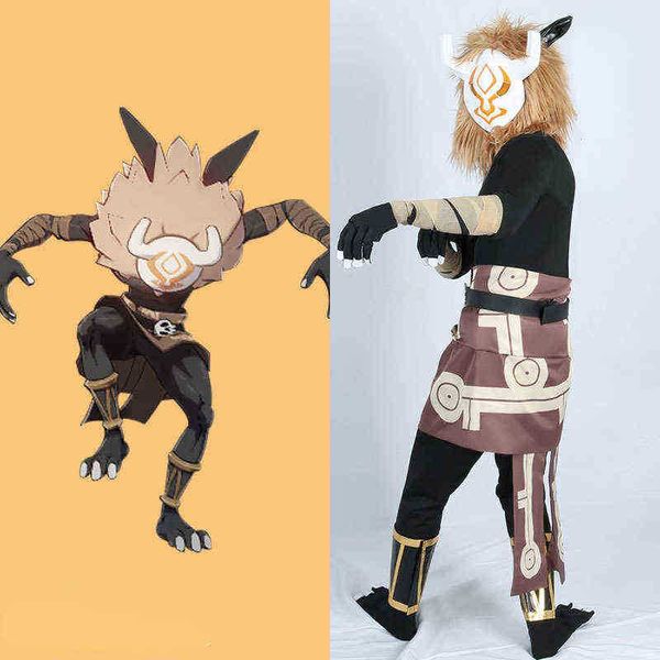 Genshin Impact Hilichurl Cosplay Costume Male Plush Headwear Cos Game Rol de juego Halloween Sprooky Traje J220712 J220713