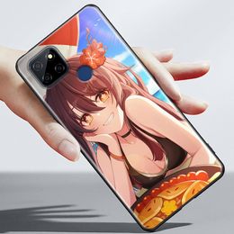Genshin Impact Hu Tao Anime Phone Case pour Oppo Realme 5 6 7 7i 8 8i 9 9i V25 F9 F17 F19 5G 4G Pro Narzo Speed Black Soft Cover