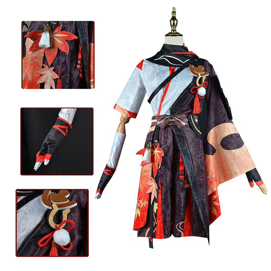 Kaedehara Kazuha Cosplay Costume Outfit with Genshin Impact and hatsune miku wig for Halloween and Carnival