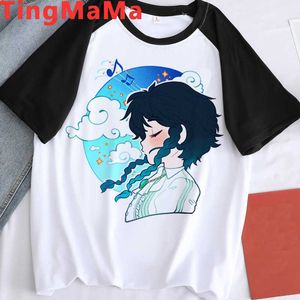 Genshin Impact Keqing top tees verano top hombres pareja ropa tumblr imprimir camiseta blanca tumblr Y0901