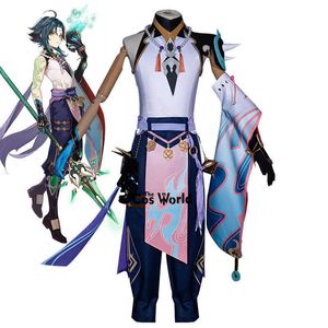 Genshin Impact Liyue Harbour Xiao Outfit Jeux Cosplay Costumes Y0903
