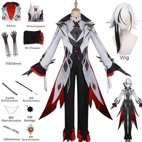 Genshin Impact nouveau PV peau Arlecchino le valet Cosplay ensemble complet longue perruque uniforme onze Fatui Harbingers Costume Outfitcosplay