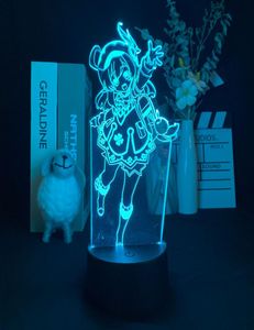 Genshin Impact Night Light Led -plug in 3D Desk Lamp Klee Figuur USB Nachtlamp Color Chang Home Decor Anime Kids Friends Gifts6672892