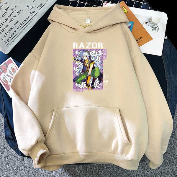 Genshin Impact Razor Fashion Game Sweats à capuche Funny Cartoon Manga Cool Boys Imprimé Harajuku Casual Lâche Hiver Chaud Sweat Top Y0901