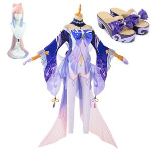 Genshin Impact Sangonomiya Kokomi Cosplay Costume tenues de jeu robe Halloween carnaval femmes fille uniformes perruque chaussures