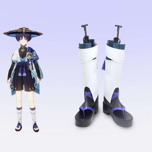 Genshin Impact Wanderer – chaussures de Cosplay en cuir PU, bottes de fête Batlle Scaramouche, accessoires d'halloween