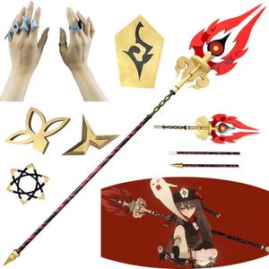 Genshin Impact Weapon Staff van Hu Tao Cosplay Sword Accessories Rings Stage Property Ring Set Sieraden Project Personages Props Y0903