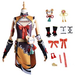 Genshin Impact Xiangling Cosplay Costume jeu Genshin Xiangling Guoba poupée accessoires ensemble femme robe Anime Costumecosplay