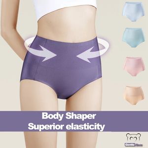 Gentle.Bear-ropa interior de cintura alta para mujer, bragas sin costuras de seda de hielo, ropa moldeadora de cuerpo, bragas suaves transpirables elásticas para mujer 240110