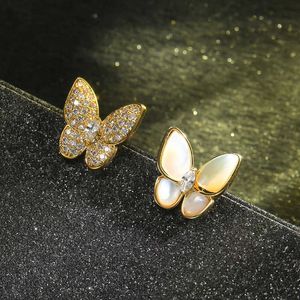 Boucles d'oreilles à tempérament doux à tempérament Vanded Orees S925 Silver Needle Butterfly Stone for Womens Fashion Volyle avec avec une boîte de logo d'origine