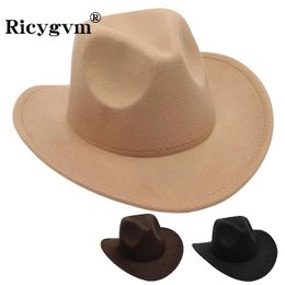 Gentleman Cowboy Fedora pour hommes automne hiver épais laine feutre chapeau Vintage Gangster casquette couleur unie Fedoras casquette homme 240119