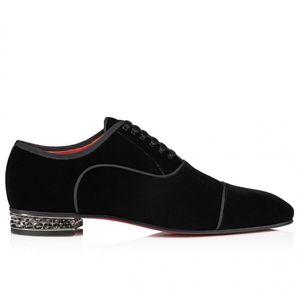 Vestido de caballero Pisos de cuero Diseñador Mocasines Oxfords Greggyrocks Terciopelo Negro Tacón bajo con cordones Negocios Boda Oficina Fiesta Formal con caja EU38-46