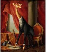 Gentleman Giraffe100Peinture à l'huile d'art de Portrait peint à la main sur toile de haute qualité pour décoration murale non étirée Unframe3954750