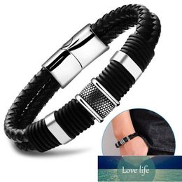 Gentleman lederen titanium stalen gevlochten sluiting armband voor mannen en vrouwen retro armbanden armbanden sieraden fabriek prijs expert ontwerp kwaliteit Nieuwste stijl