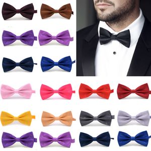 Corbata de lazo de satén clásica para hombre de caballero para fiesta de boda nudo de pajarita ajustable negro/blanco/plata