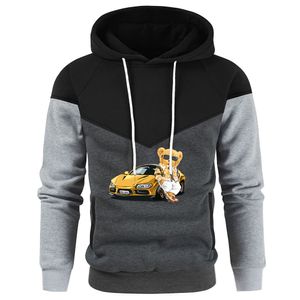 Gentleman ours en peluche dans une voiture de sport Vintage pulls à capuche pour hommes Hip Hop pull de rue col rond mode sweat à capuche dessins animés sweat ample