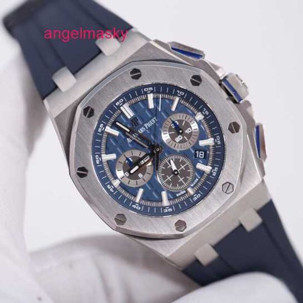 Caballeros AP Reloj de pulsera Royal Oak Offshore 26480TI Reloj para hombre Placa azul de titanio Maquinaria automática Reloj mundialmente famoso Reloj deportivo suizo Cinta