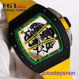 Gentlemen's RM Wrist Watch RM61-01 Mens Series Watch Green Runway Hollow NTPT Carbon Fibre Black Ceramic Chronograph