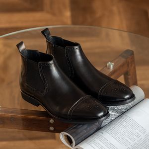 Chaussures pour hommes, richelieu sculpté à la main, bottes de costume formelles de Style Vintage, bottines Martin 10522