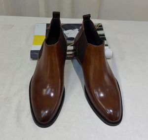 Mentlemen Boots d'hiver en cuir court véritable British Style Mens Fashion Chelse Boties Martin Shoes 27