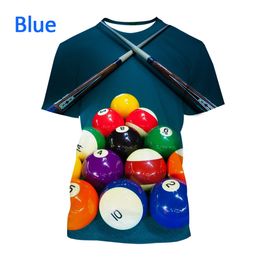 Gentlemen Sports Billard Billard Fun 3D HD Printing Simple Style Men and Women Taste Casual Taste Round Round Neck Short Sleeve T-shirt