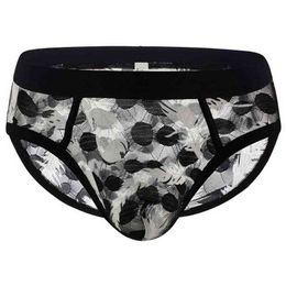 Gentlman's Charming Underwears Feather Imprimé Durable Lace Mens Slip Sexy Assez Mix-Color Briefs T220816